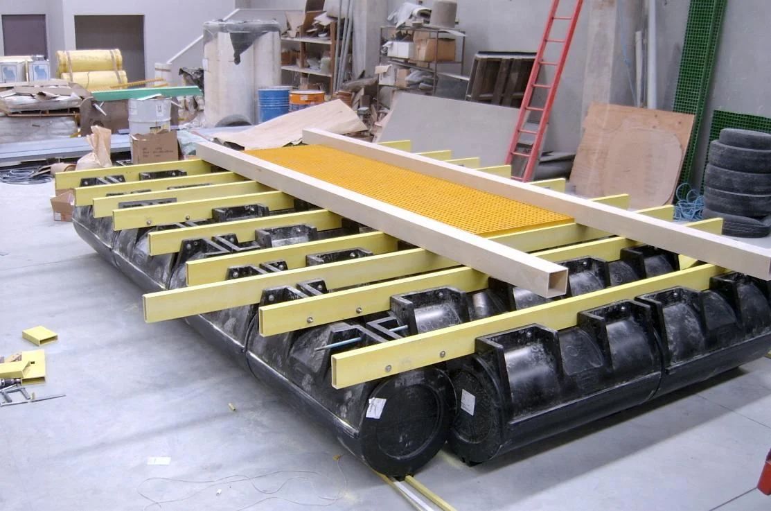 Barge frame being fitted out