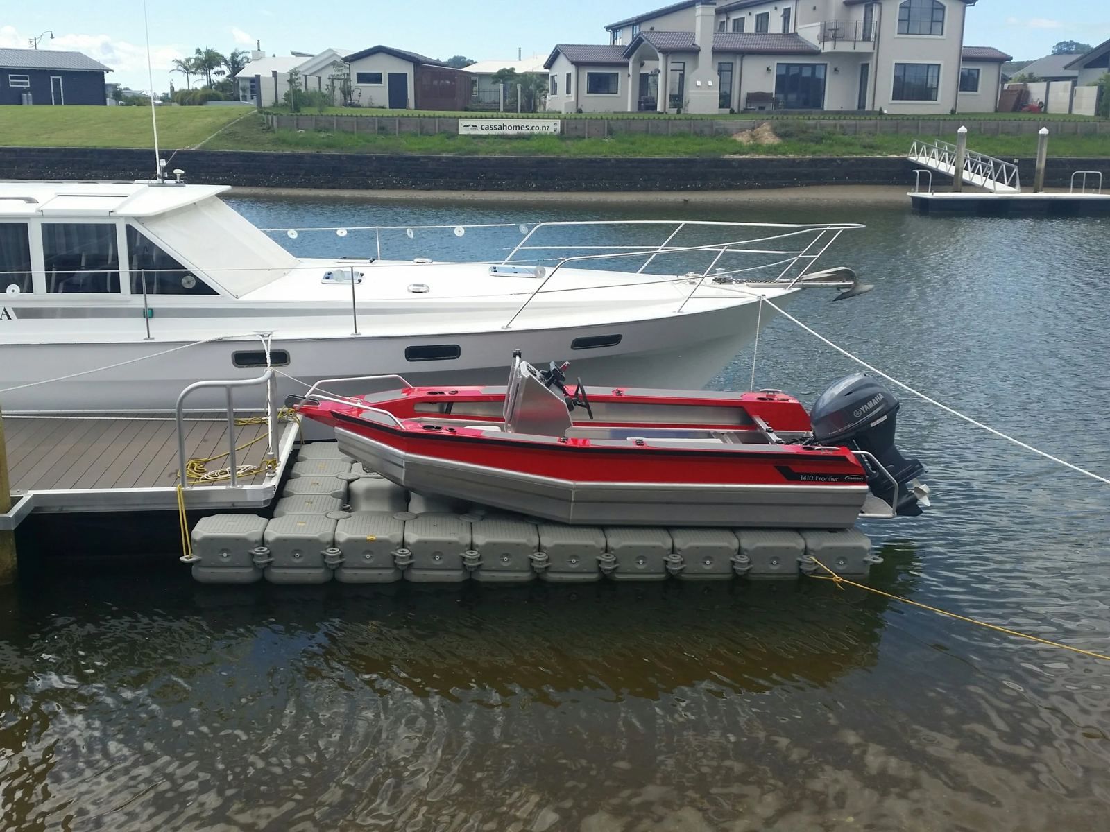Dinghy on a drive-on dock