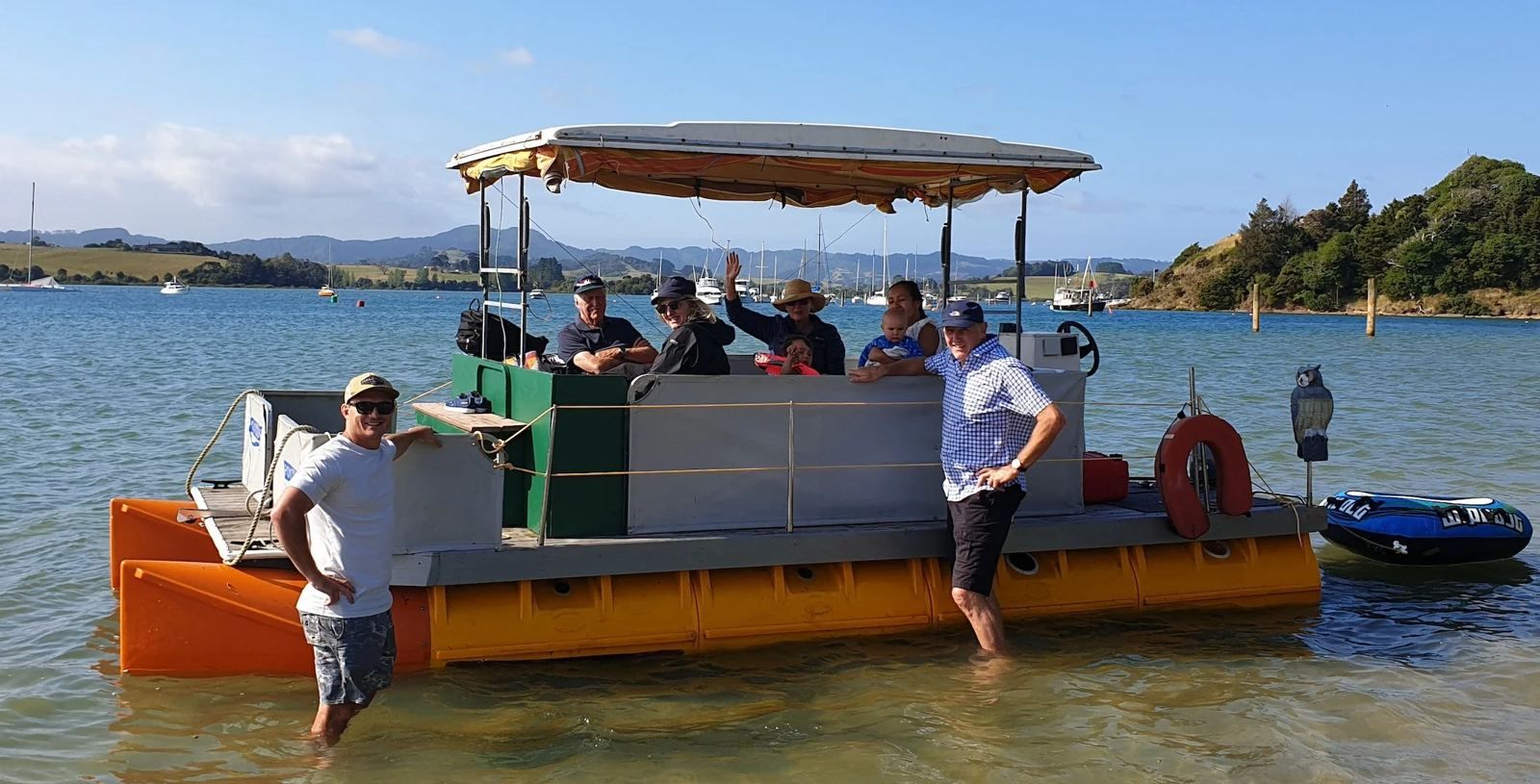 Party boat with a group aboard