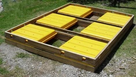 Yellow Raft Pods fitted into a timber raft frame