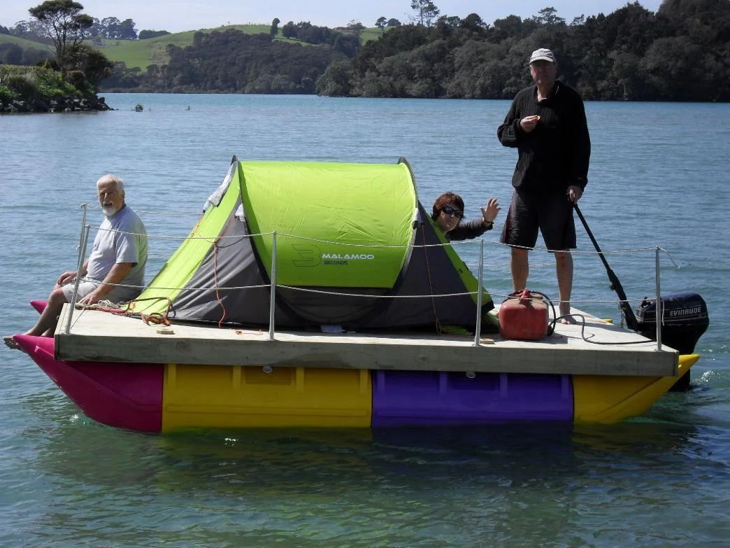 Tent pitched on a small pod platform